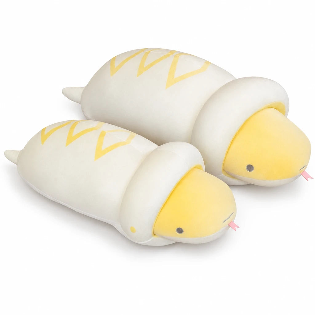 Snake Body Pillow with Yellow and White Design - Fond blanc