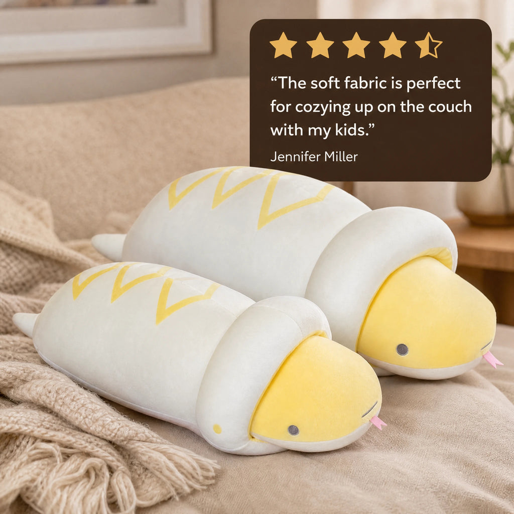 Snake Body Pillow with Yellow and White Design - Image témoignage