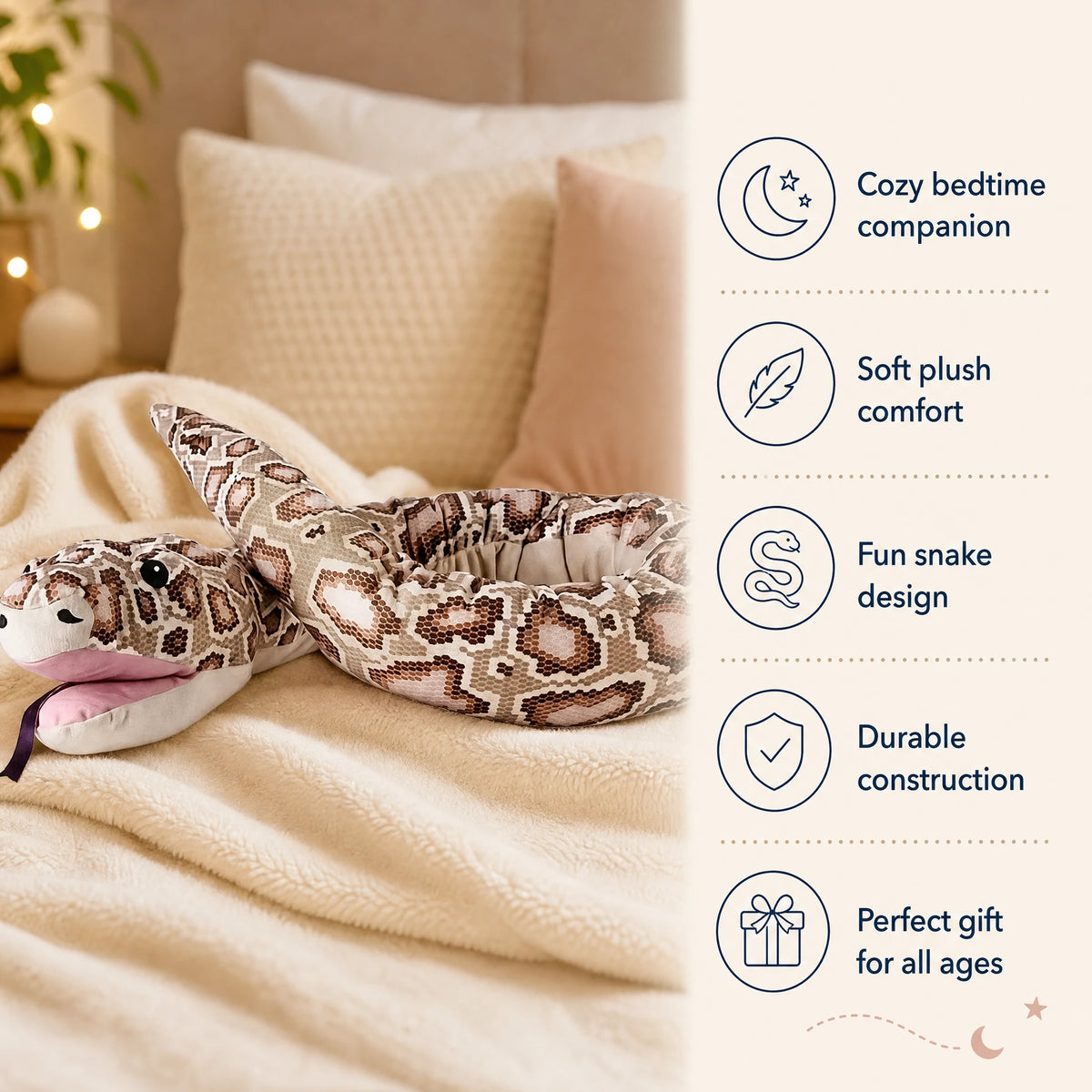 Snake Hand Puppet Plush with Realistic Pattern and Tongue - Bénéfices produit