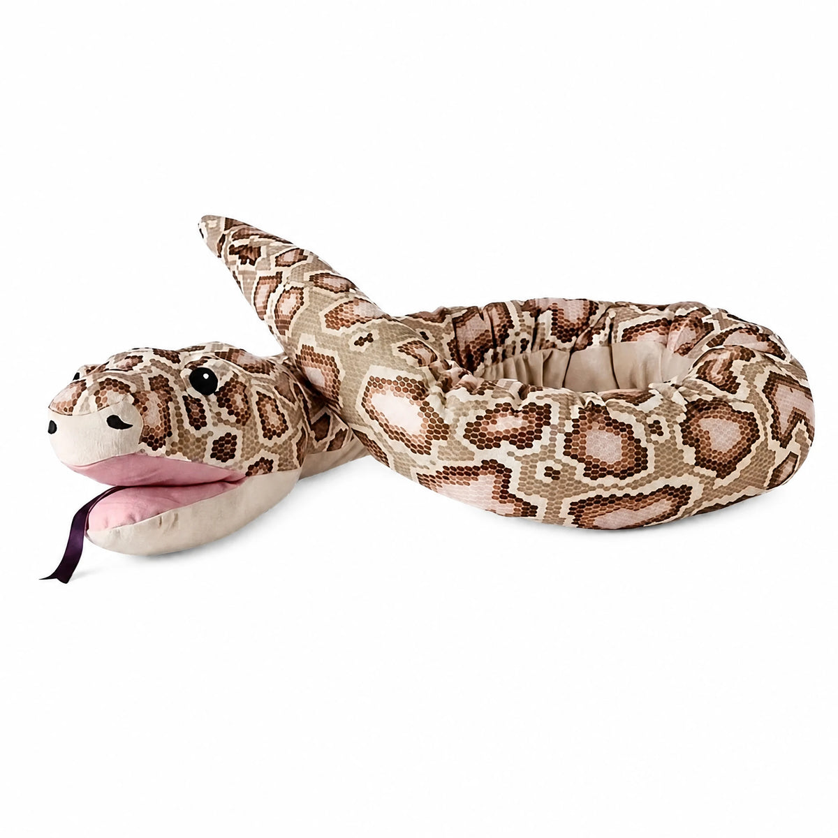 Snake Hand Puppet Plush with Realistic Pattern and Tongue - Fond blanc