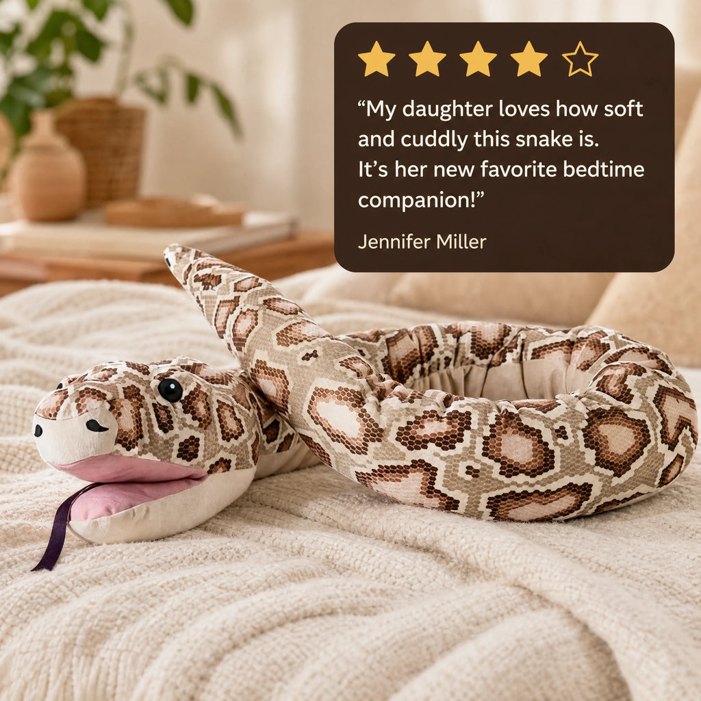 Snake Hand Puppet Plush with Realistic Pattern and Tongue - Image témoignage