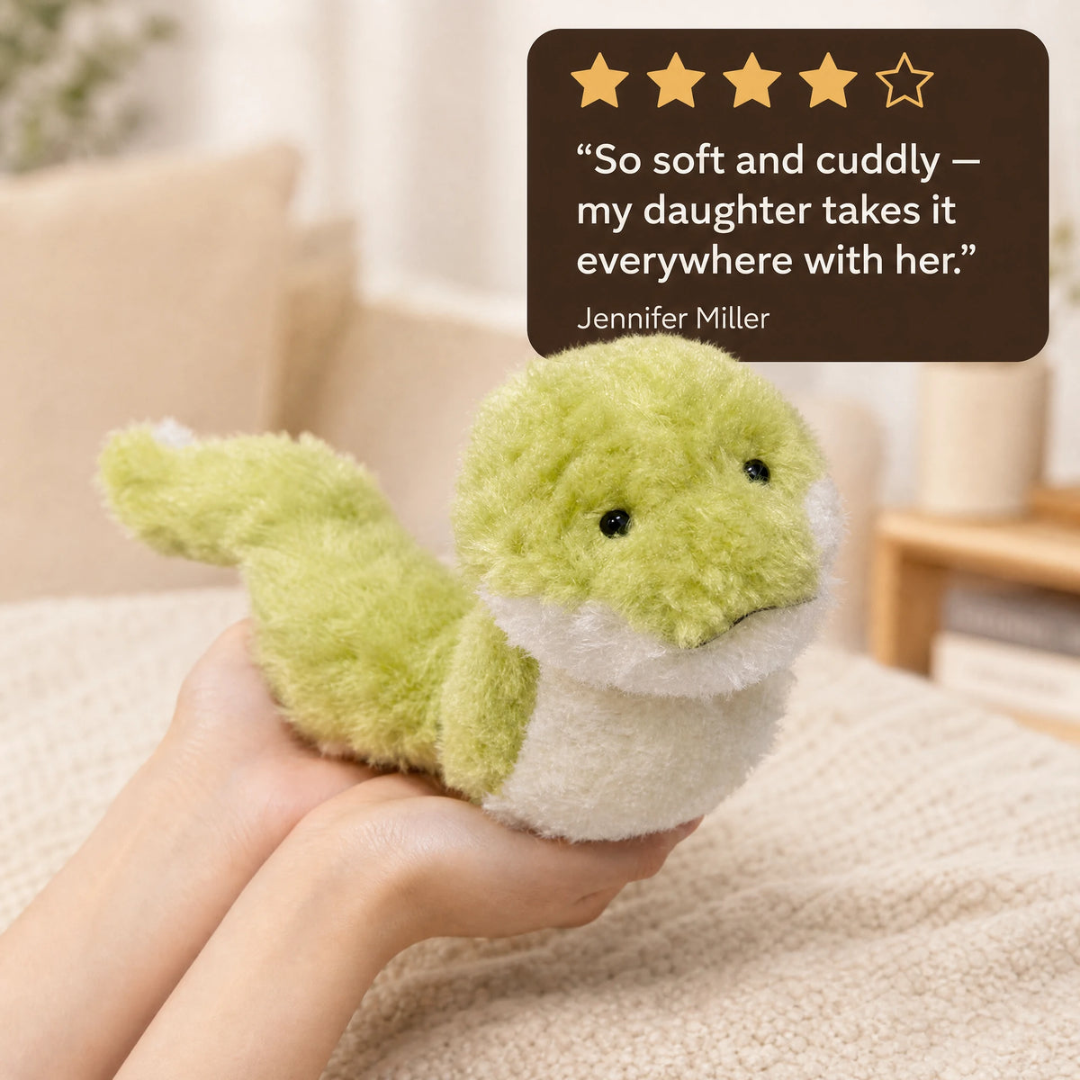 Snake Plush - Soft Green Fluffy Stuffed Animal - Image témoignage