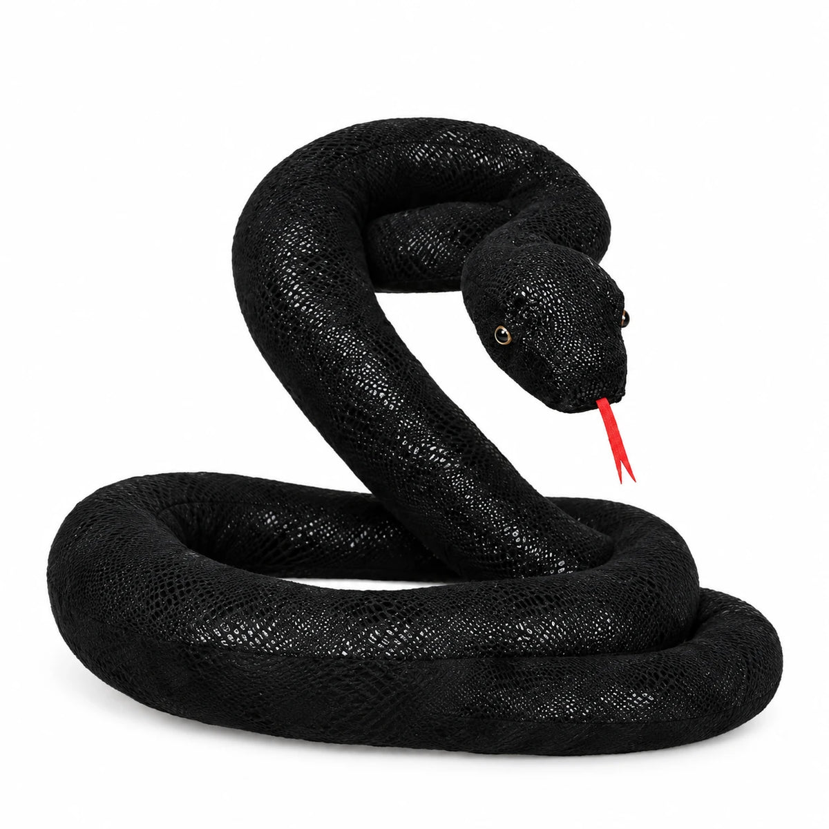 Snake Plush Toy – Oversized Shiny Design - Black / 63in / 160cm … (4 tailles)