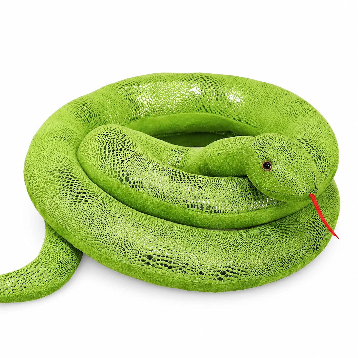 Snake Plush Toy – Oversized Shiny Design - Green / 63in / 160cm … (4 tailles)