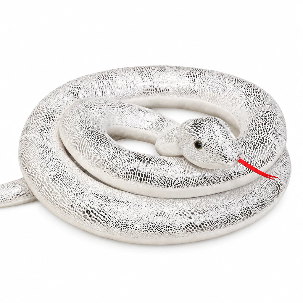 Snake Plush Toy – Oversized Shiny Design - Silver / 63in / 160cm … (4 tailles)
