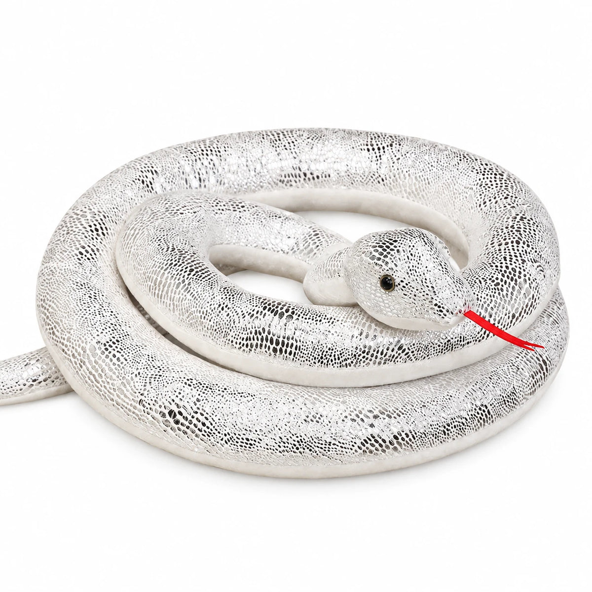 Snake Plush Toy – Oversized Shiny Design - Silver / 63in / 160cm … (4 tailles)