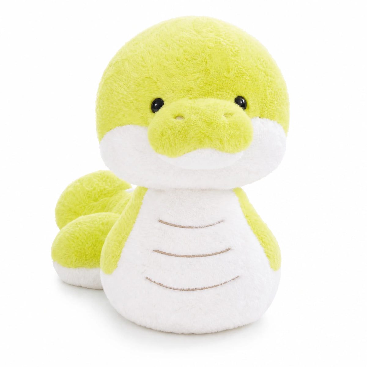 Snake Stuffed Animal with Green Fluffy Design - Fond blanc