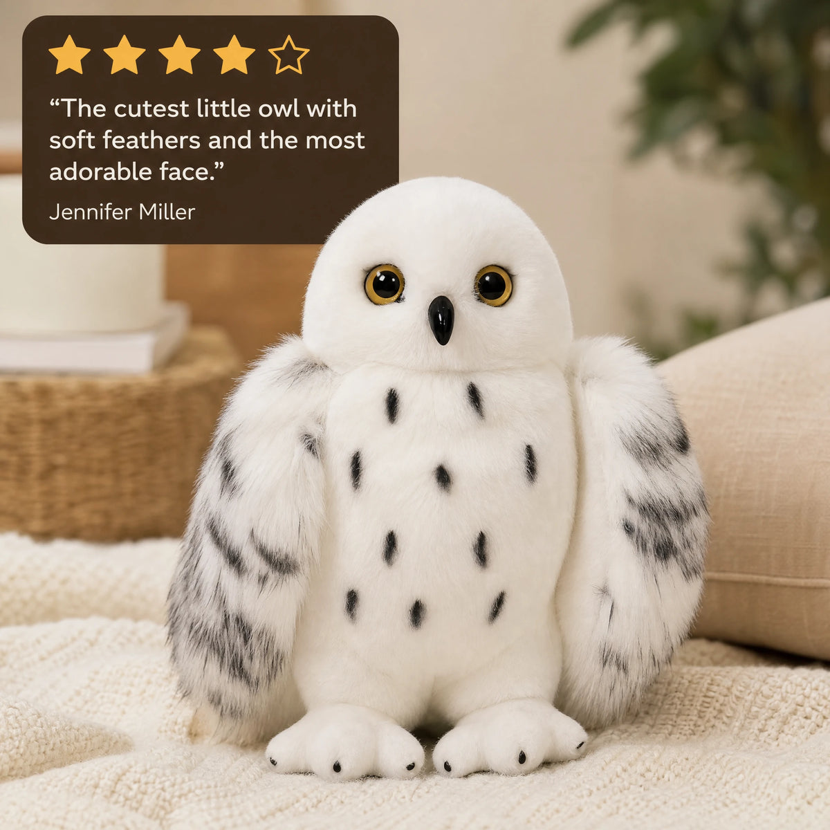 Snowy Owl Plush with Realistic Feather Details - Image témoignage