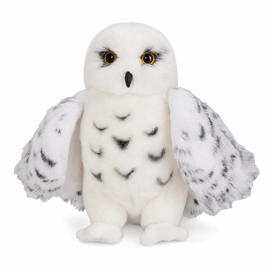 Snowy Owl Plush with Realistic White Feathers - Fond blanc