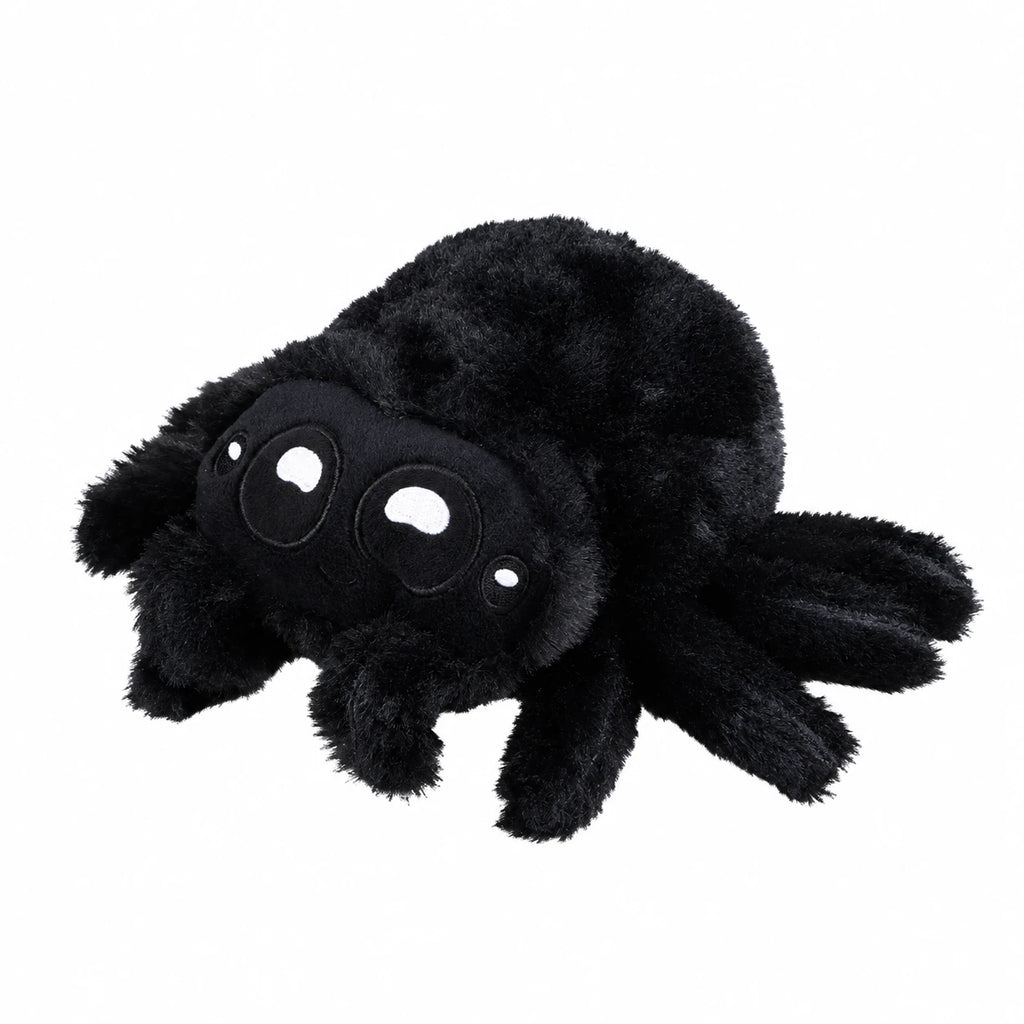 Spider Plush with Oversized Eyes and Fluffy Body - Black