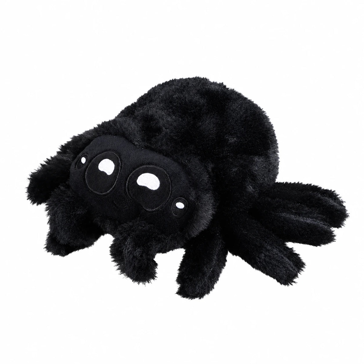 Spider Plush with Oversized Eyes and Fluffy Body - Black