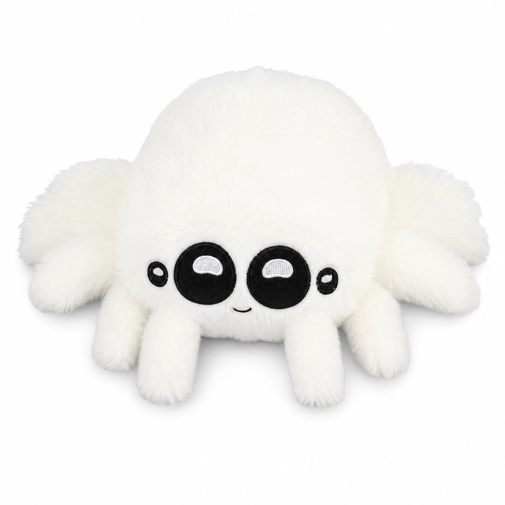Spider Plush with Oversized Eyes and Fluffy Body - Fond blanc