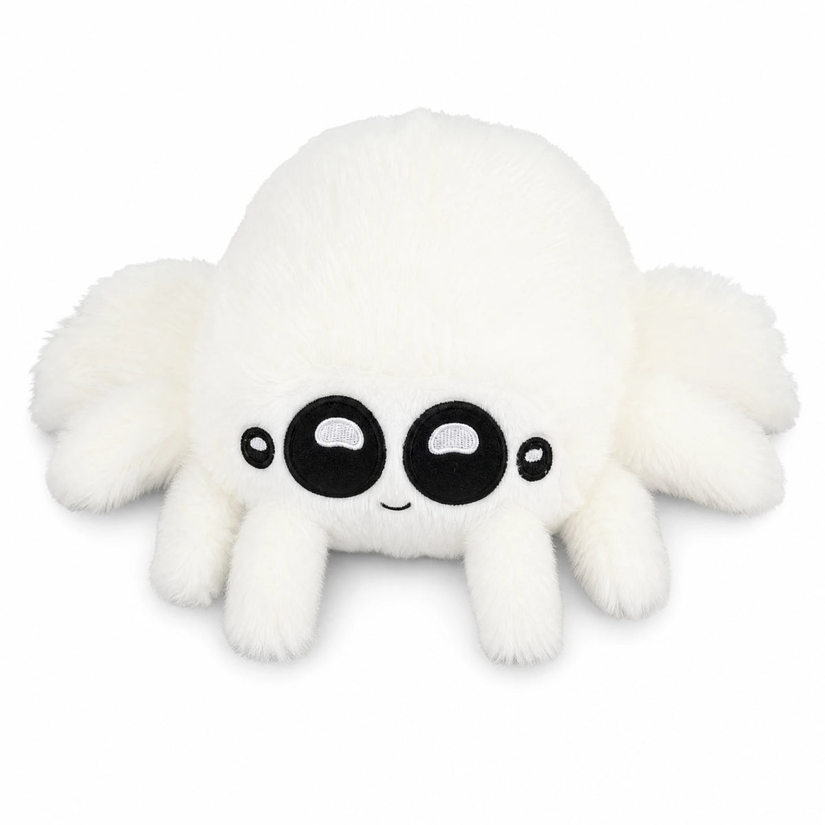 Spider Plush with Oversized Eyes and Fluffy Body - Fond blanc