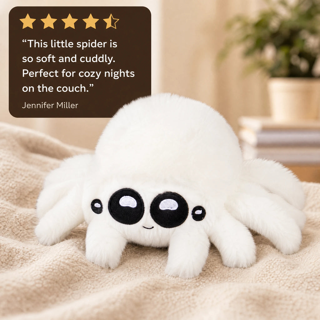 Spider Plush with Oversized Eyes and Fluffy Body - Image témoignage