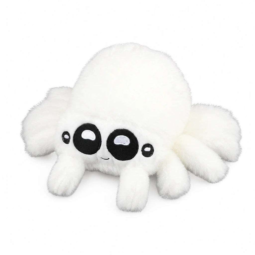 Spider Plush with Oversized Eyes and Fluffy Body - White