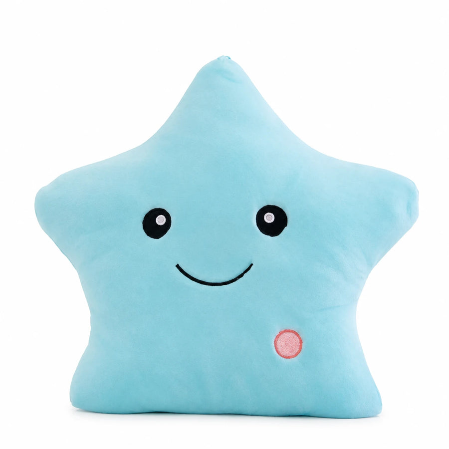 Star Plush Nightlight with Soft Glow and Smiling Face - Blue