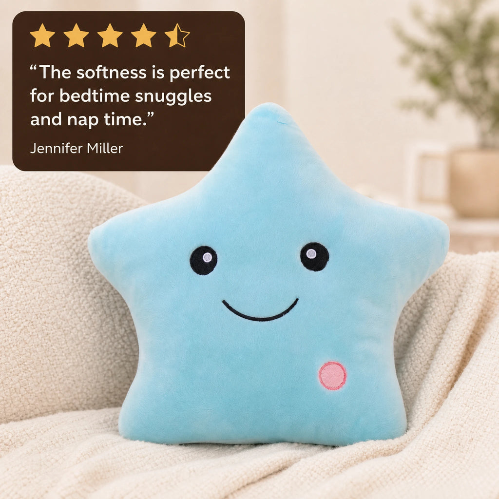 Star Plush Nightlight with Soft Glow and Smiling Face - Image témoignage