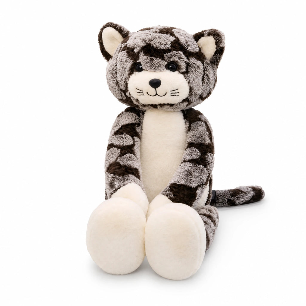 Striped Cat Plush with Long Soft Legs - Fond blanc