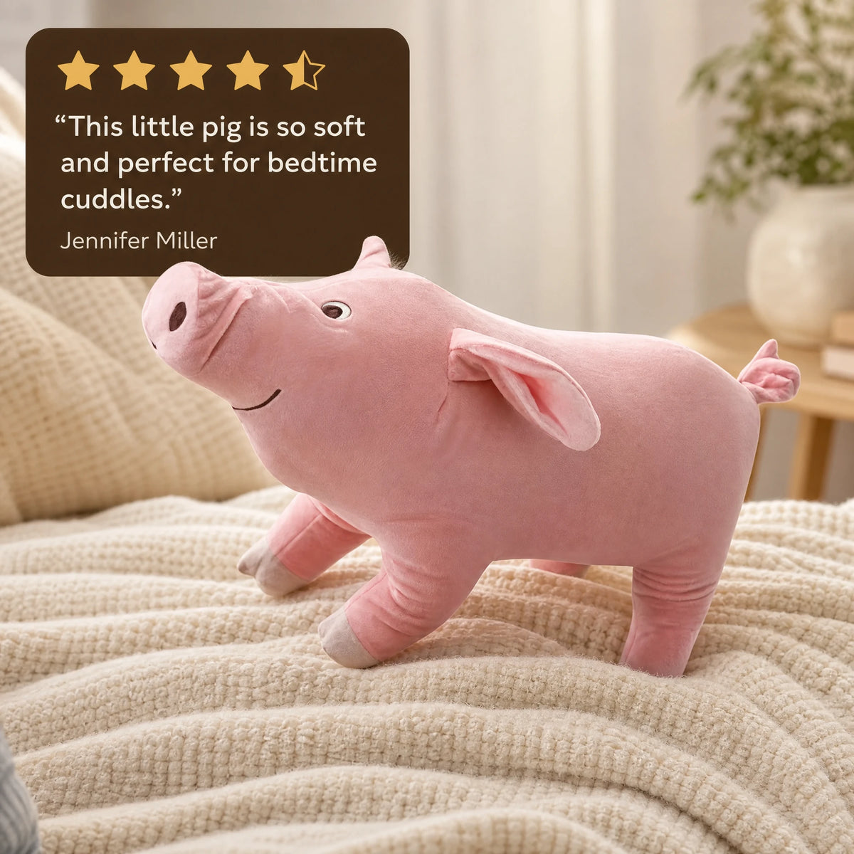 Stuffed Pig with Joyful Expression and Soft Touch - Image témoignage