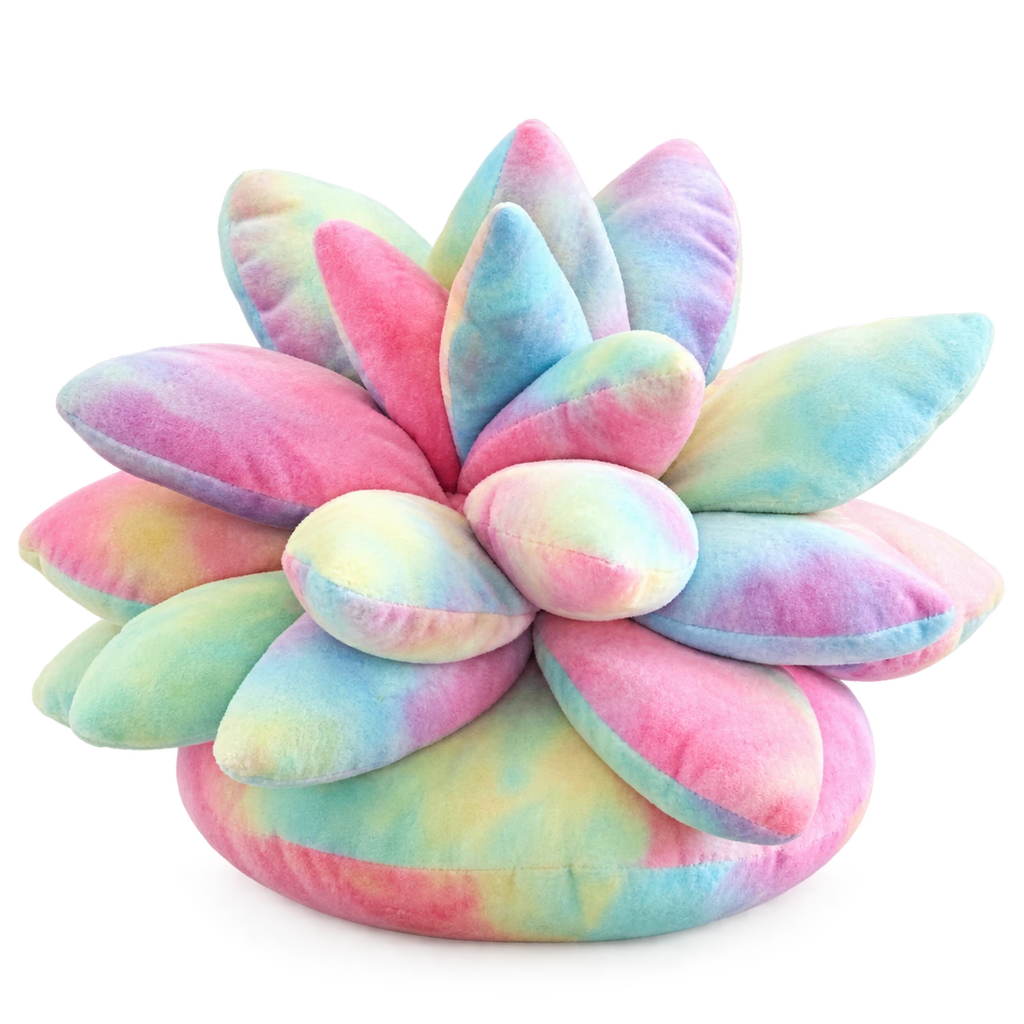 Succulent Plush Pillow in Mint Green with 3D Petals - Rainbow / 10in / 25cm · Rainbow / 18in / 45cm