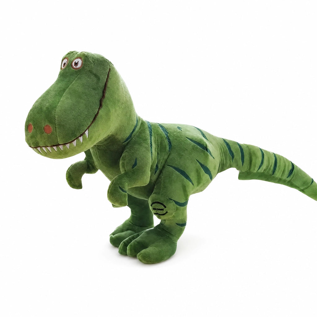 T-Rex Plush with Friendly Smile and Standing Pose - Fond blanc