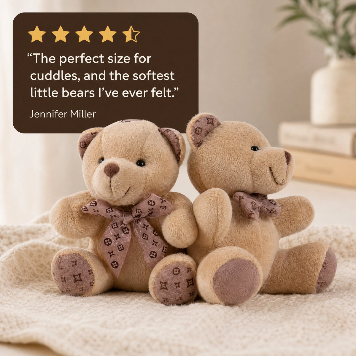 Teddy Bear Keychain – Soft Brown Plush with Ribbon - Image témoignage