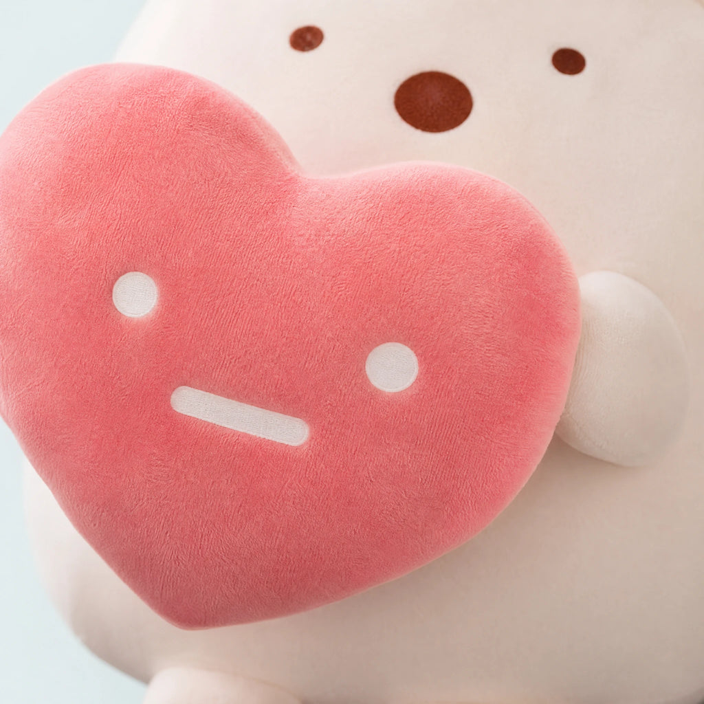 Teddy Bear Plush Holding Pink Heart - Détail matière