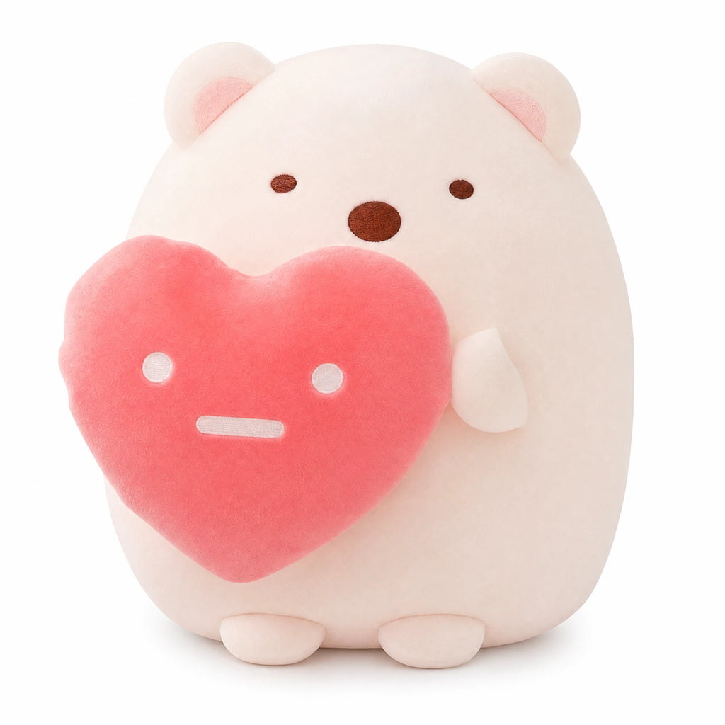 Teddy Bear Plush Holding Pink Heart - Fond blanc