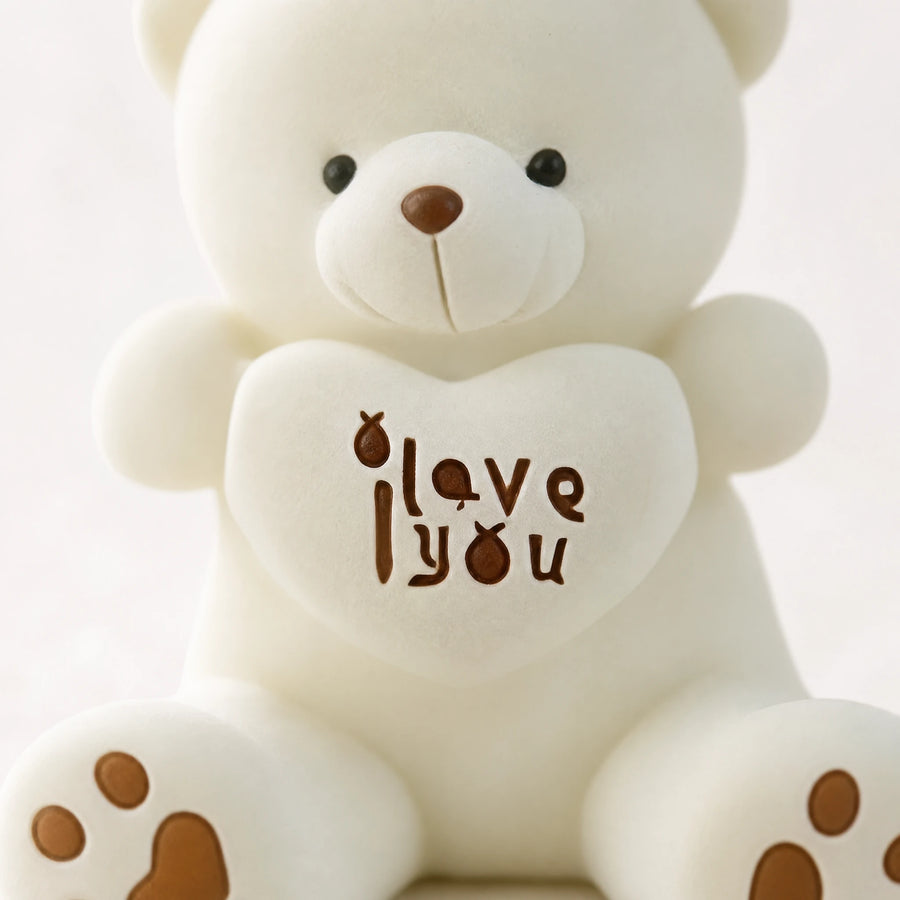 Teddy Bear Plush with I Love You Heart Message - Détail matière
