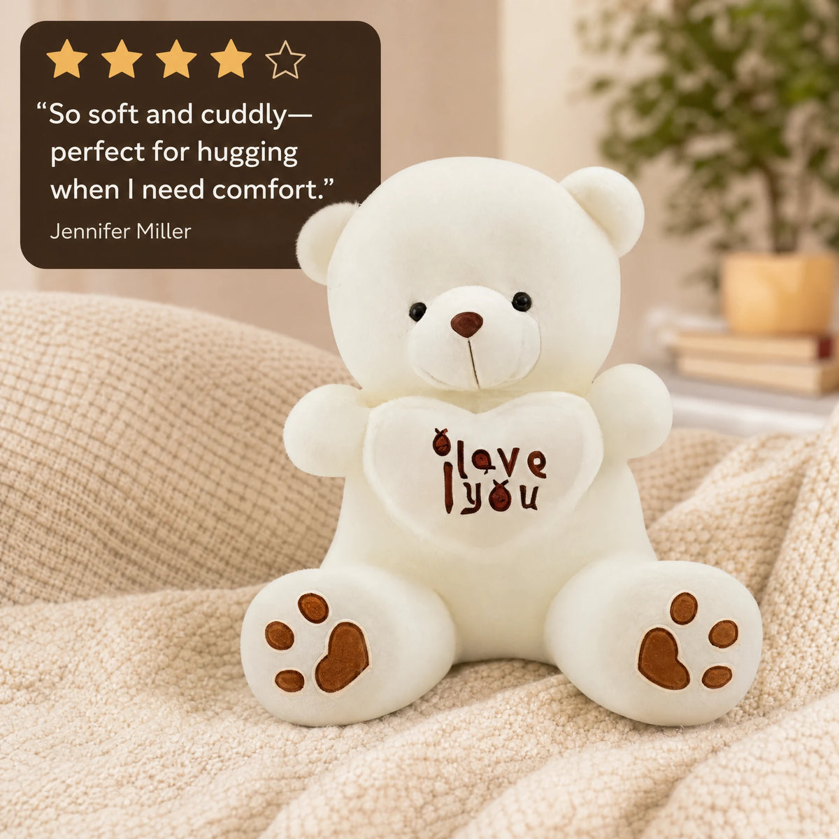 Teddy Bear Plush with I Love You Heart Message - Image témoignage