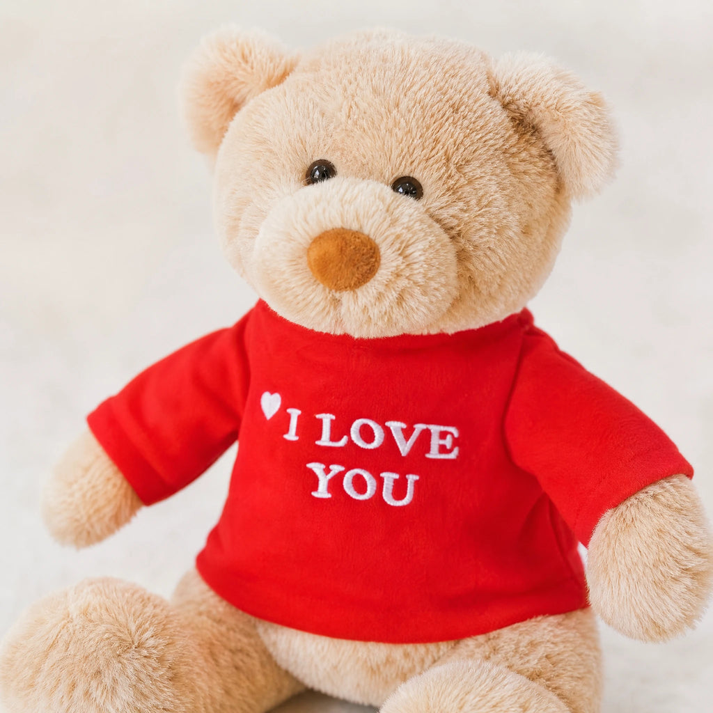 Teddy Bear Plush with I Love You Red Shirt - Détail matière