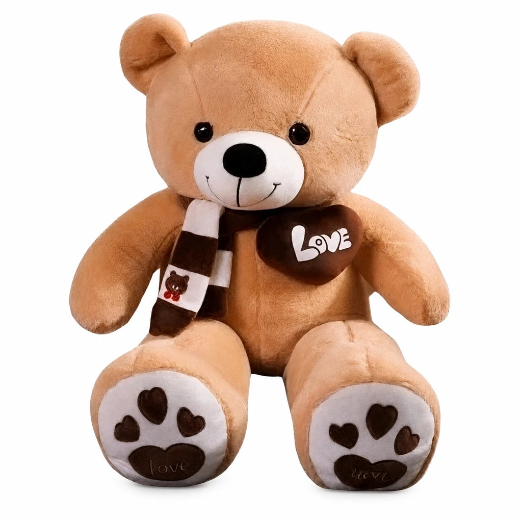 Teddy Bear Plush with Love Heart and Striped Scarf - 39.5in / 100cm · 31.5in / 80cm