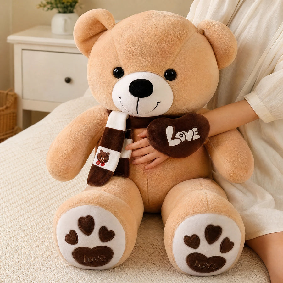 Teddy Bear Plush with Love Heart and Striped Scarf - Utilisation du produit