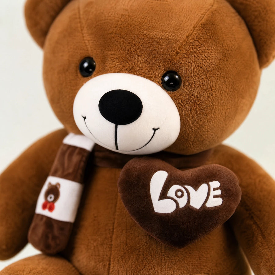 Teddy Bear Plush with Love Message and Bottle - Détail matière