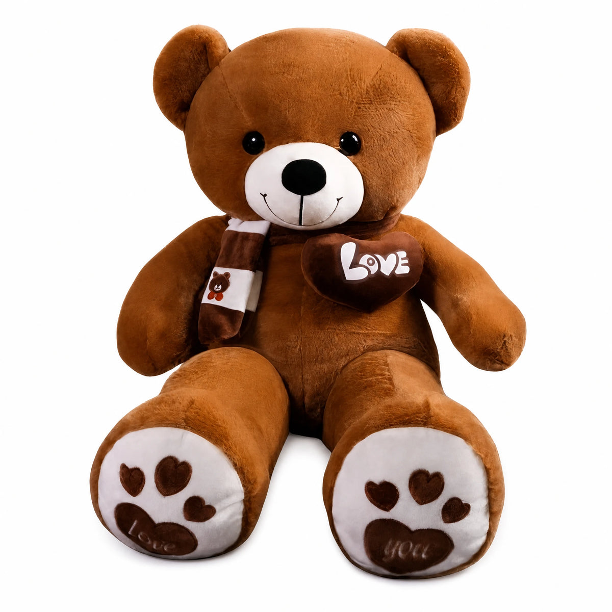 Teddy Bear Plush with Love Message and Bottle - Fond blanc