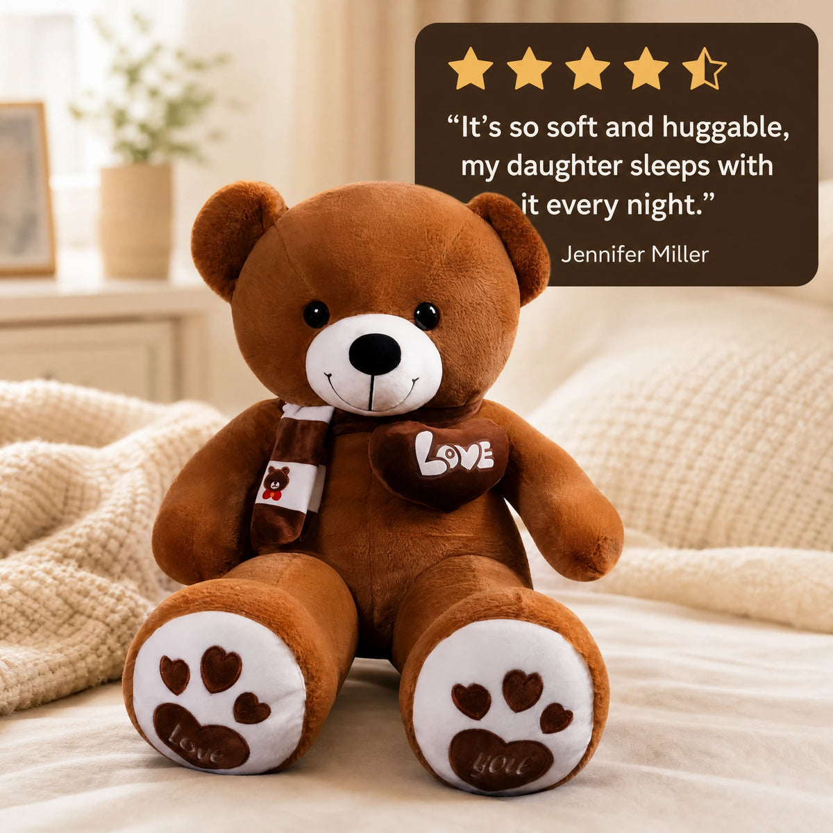 Teddy Bear Plush with Love Message and Bottle - Image témoignage