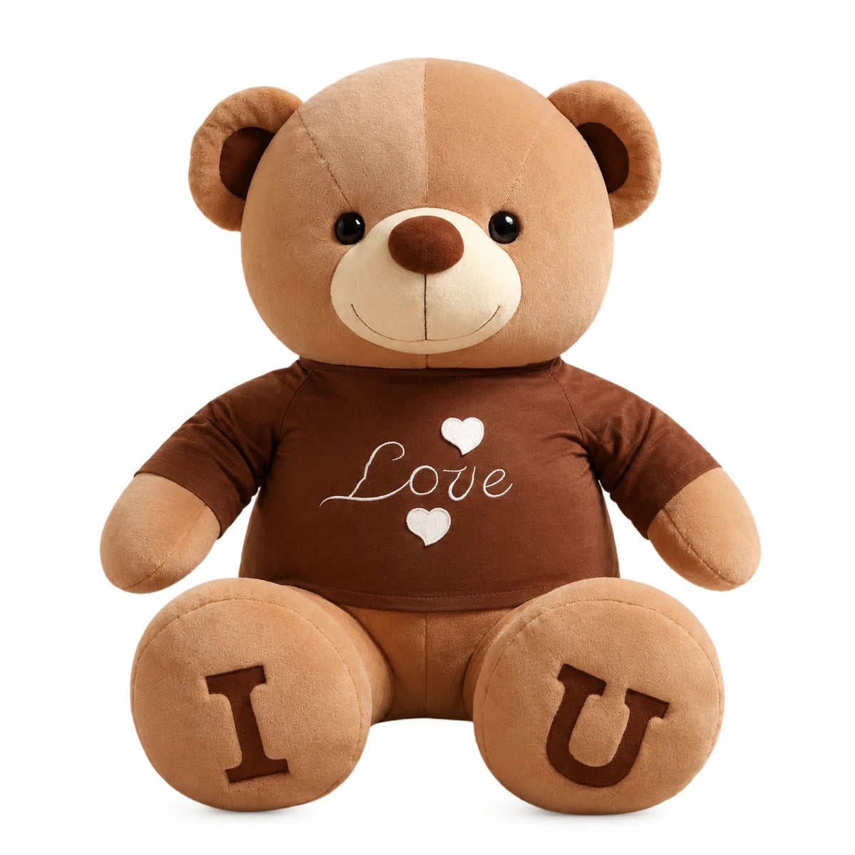 Teddy Bear Plush with Love T-Shirt and I U Paw Print - Brown / 39.5in / 100cm · Brown / 31.5in / 80cm
