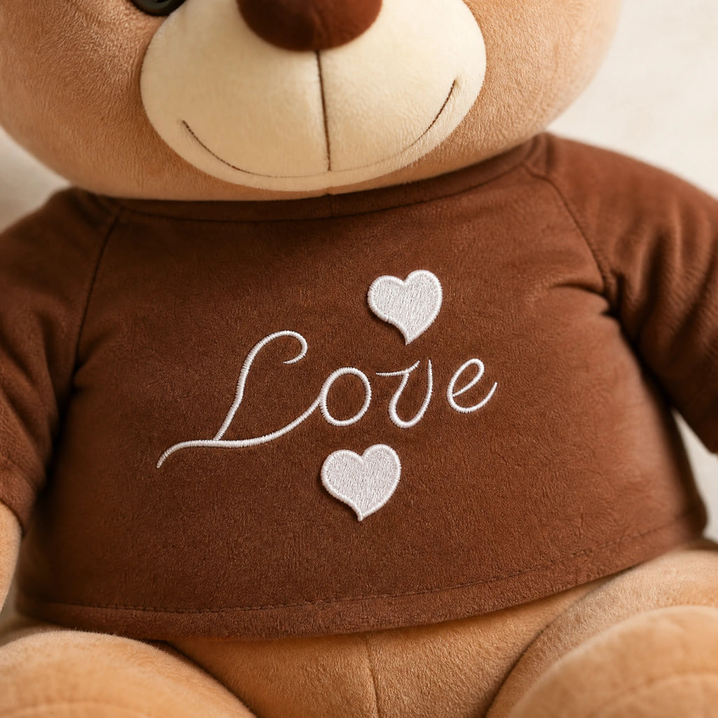 Teddy Bear Plush with Love T-Shirt and I U Paw Print - Détail matière