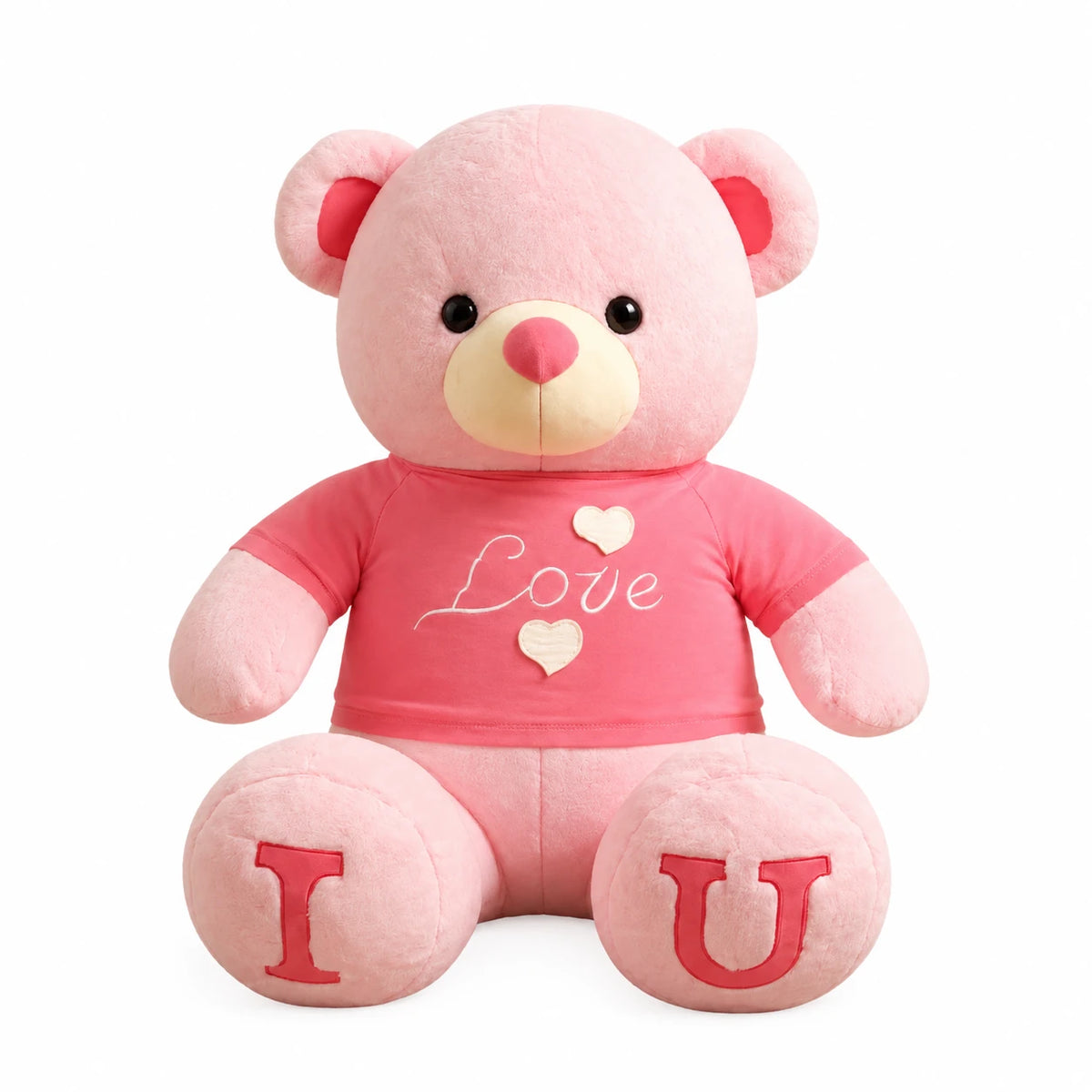 Teddy Bear Plush with Love T-Shirt and I U Paw Print - Pink / 39.5in / 100cm · Pink / 31.5in / 80cm