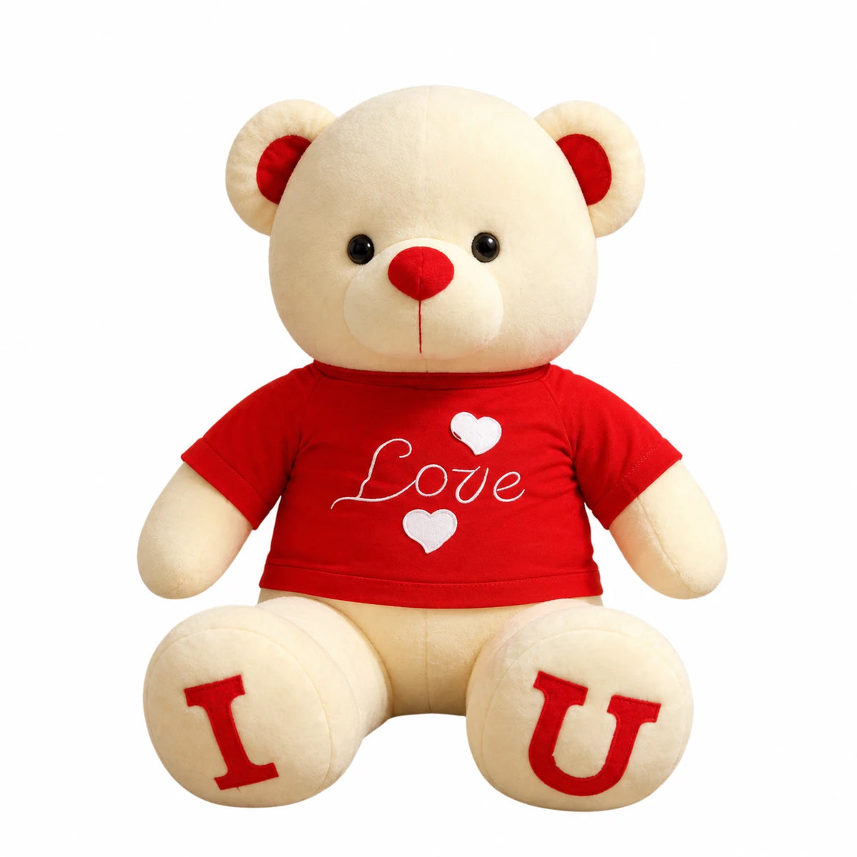 Teddy Bear Plush with Love T-Shirt and I U Paw Print - Red / 39.5in / 100cm · Red / 31.5in / 80cm