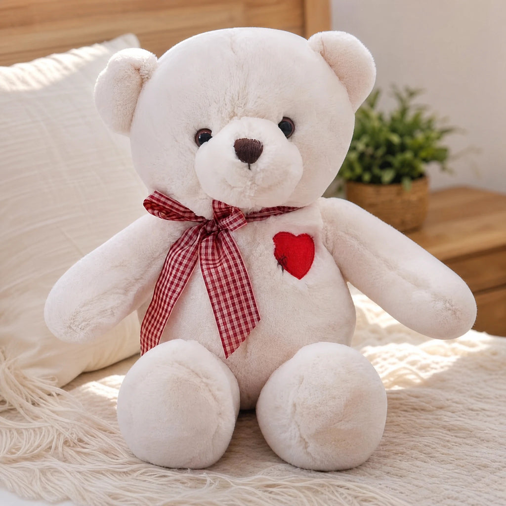 Teddy Bear Plush with Red Heart and Gingham Ribbon - Utilisation du produit