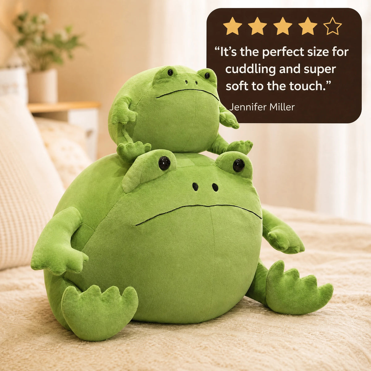 Toad Plush - Round Bean-Shaped Huggable Stuffed Animal - Image témoignage