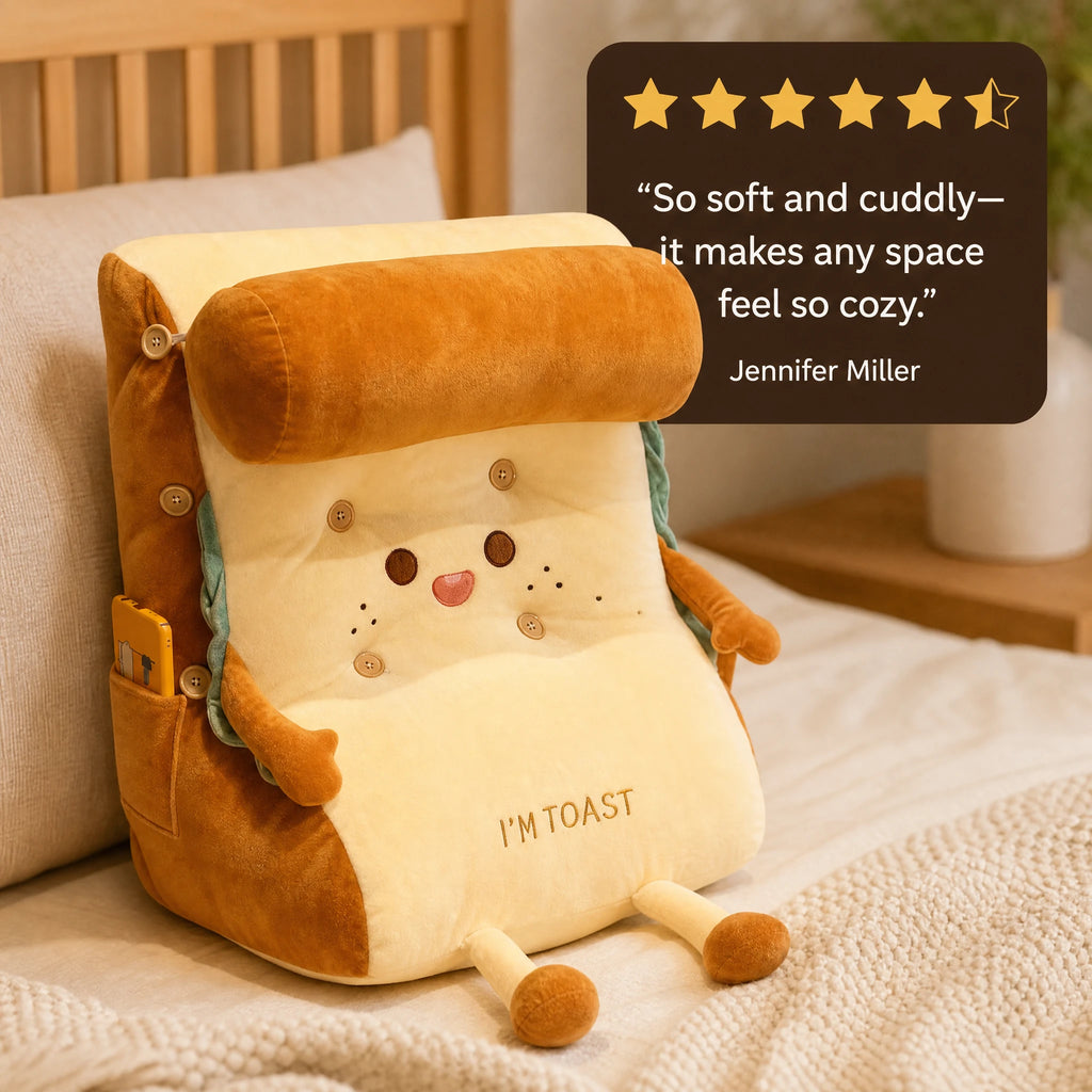 Toast Plush Pillow with Back Support and Removable Cover - Image témoignage