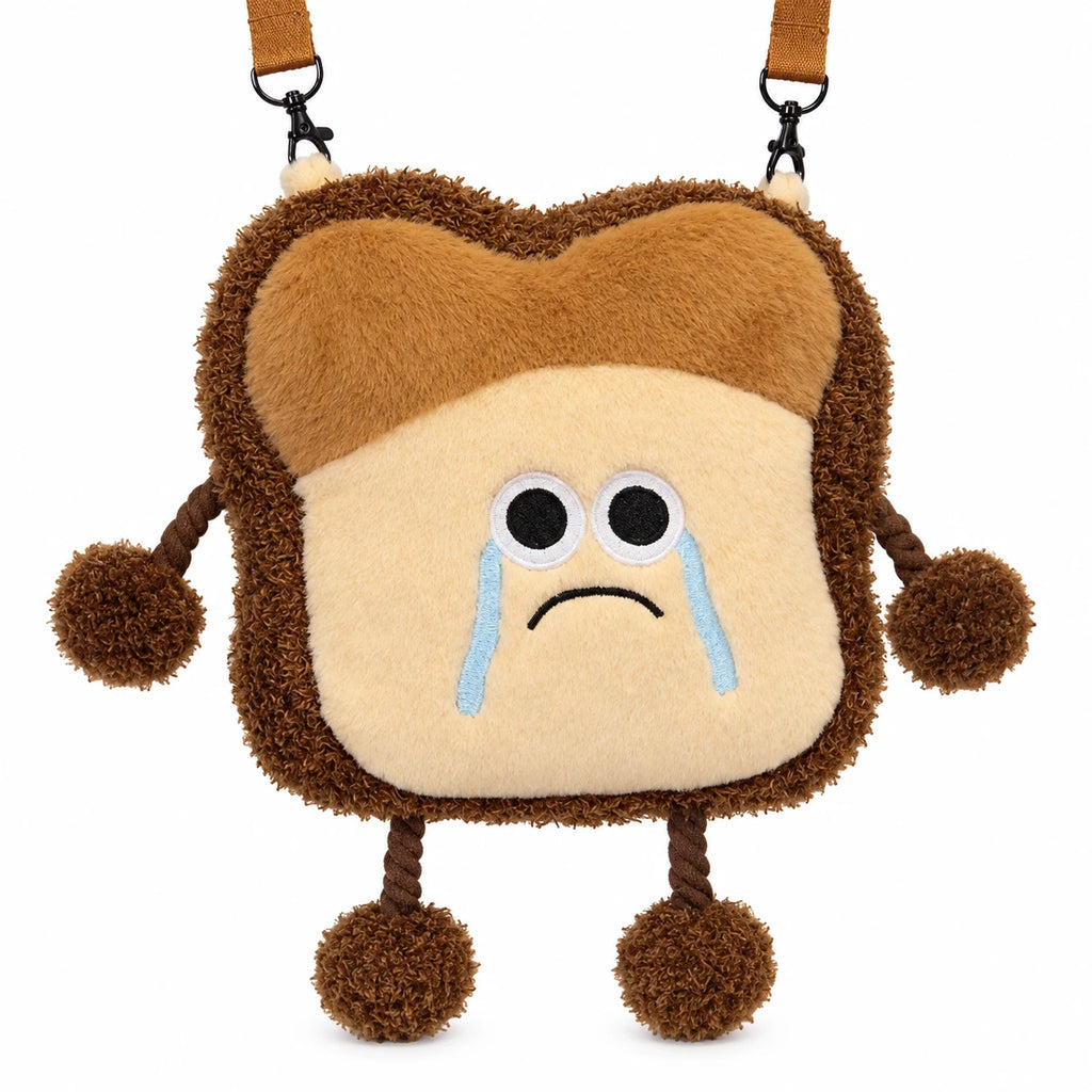 Toast Plush Pillow with Happy and Sad Face Designs - Crying Bag / 9in / 23cm