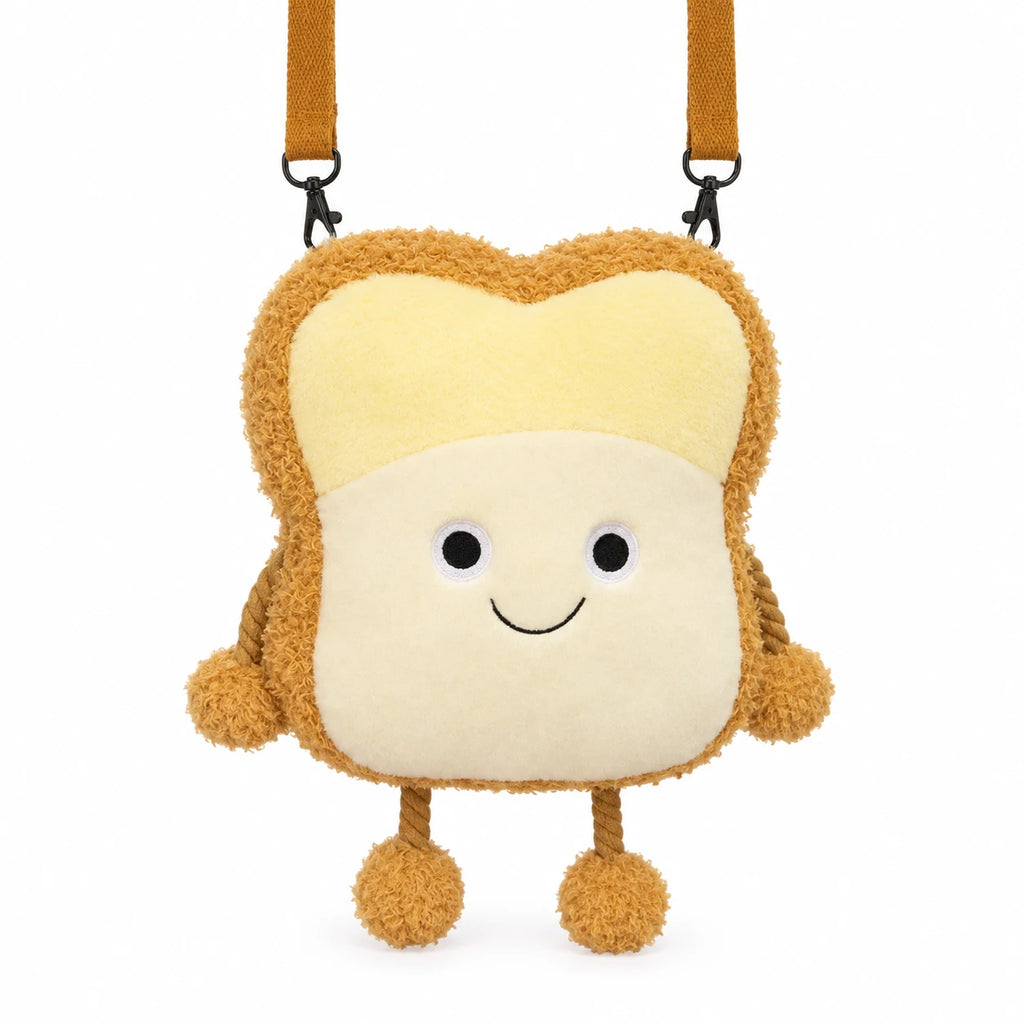 Toast Plush Pillow with Happy and Sad Face Designs - Smiling Bag / 9in / 23cm