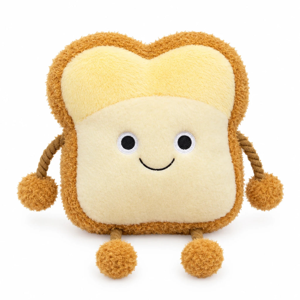 Toast Plush Pillow with Happy and Sad Face Designs - Smiling Plush / 9in / 23cm … (2 tailles)