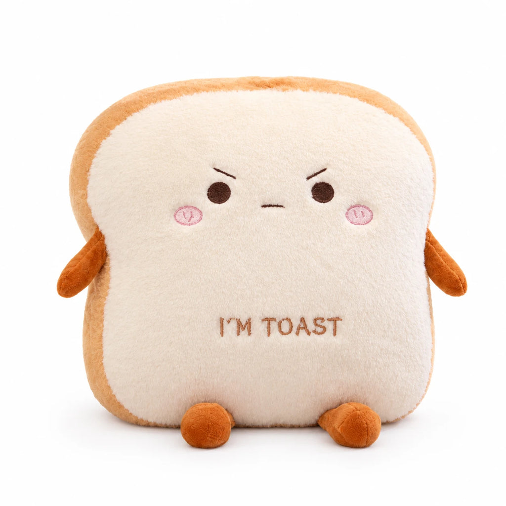 Toast Plush with Soft Fabric and Reversible Expressions - Angry