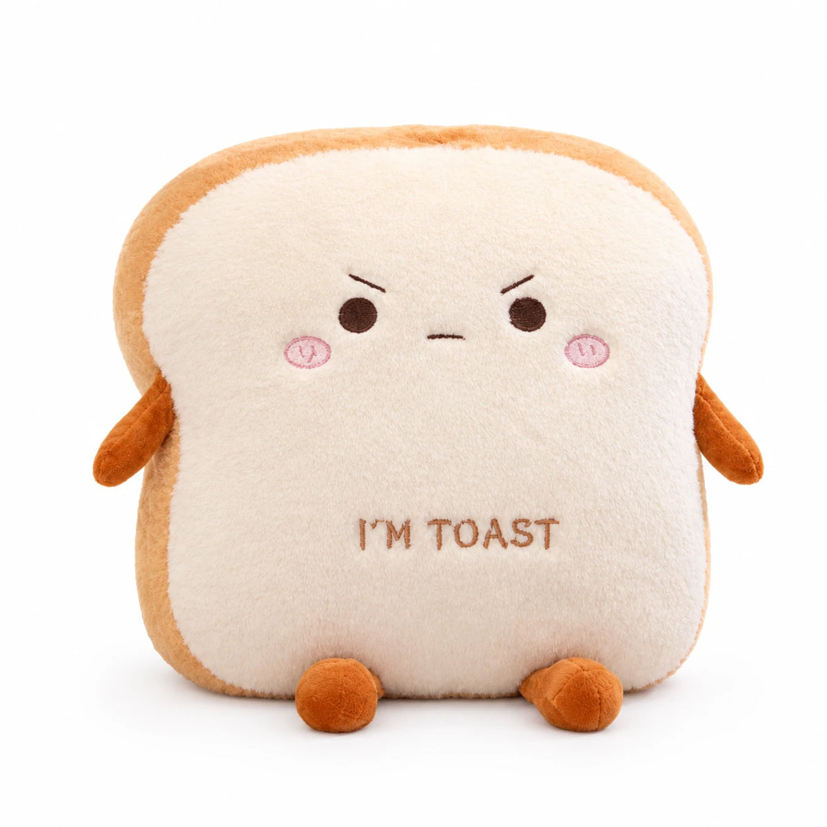 Toast Plush with Soft Fabric and Reversible Expressions - Angry