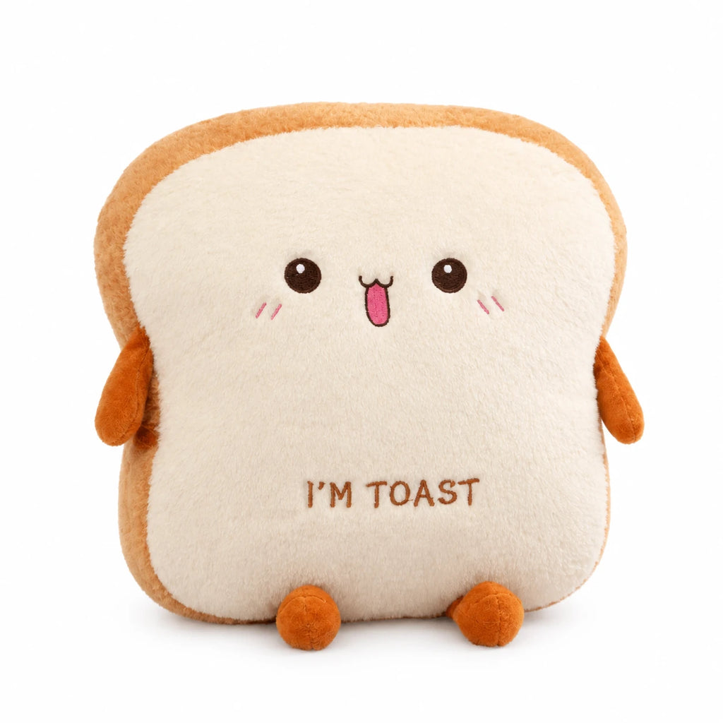 Toast Plush with Soft Fabric and Reversible Expressions - Excited