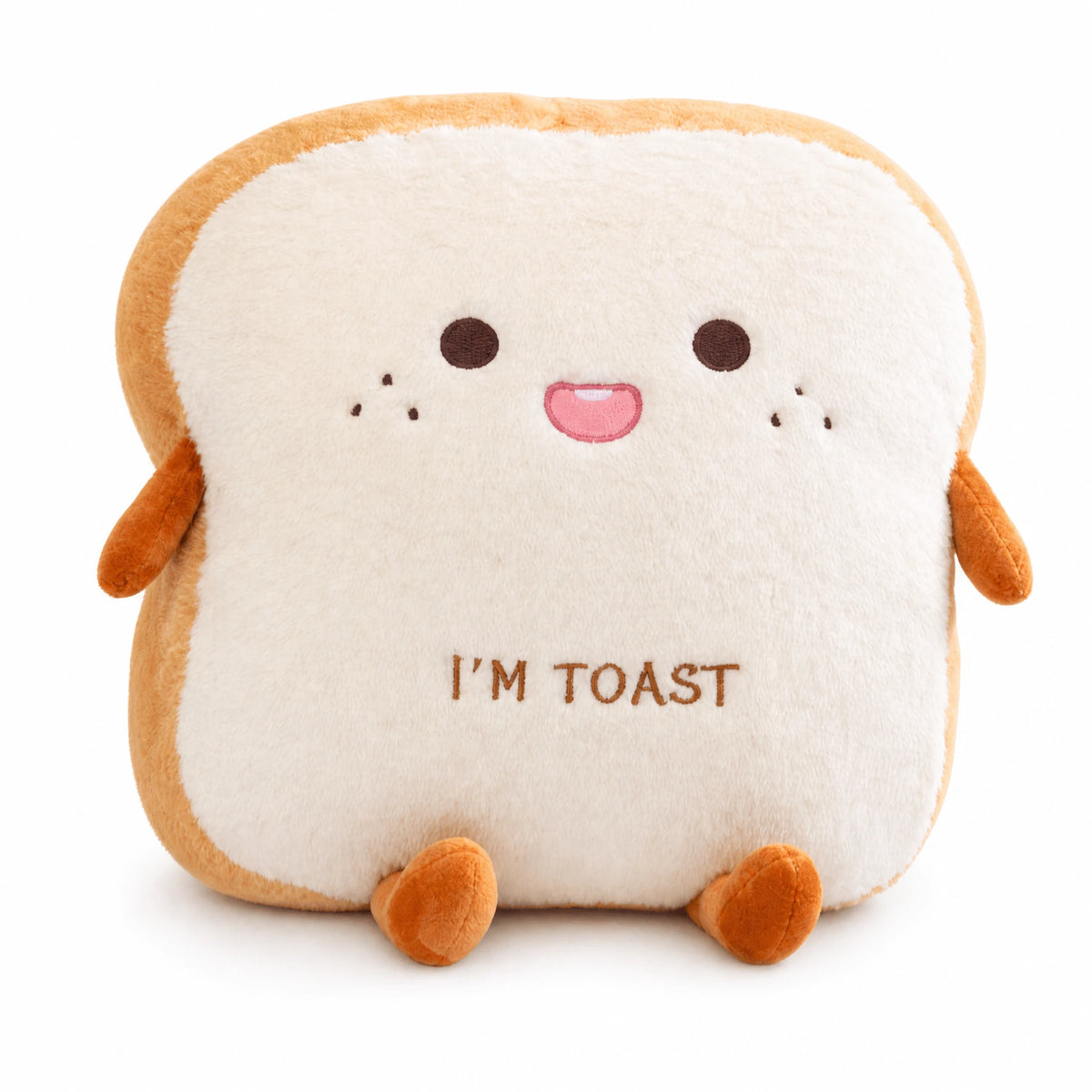 Toast Plush with Soft Fabric and Reversible Expressions - Fond blanc